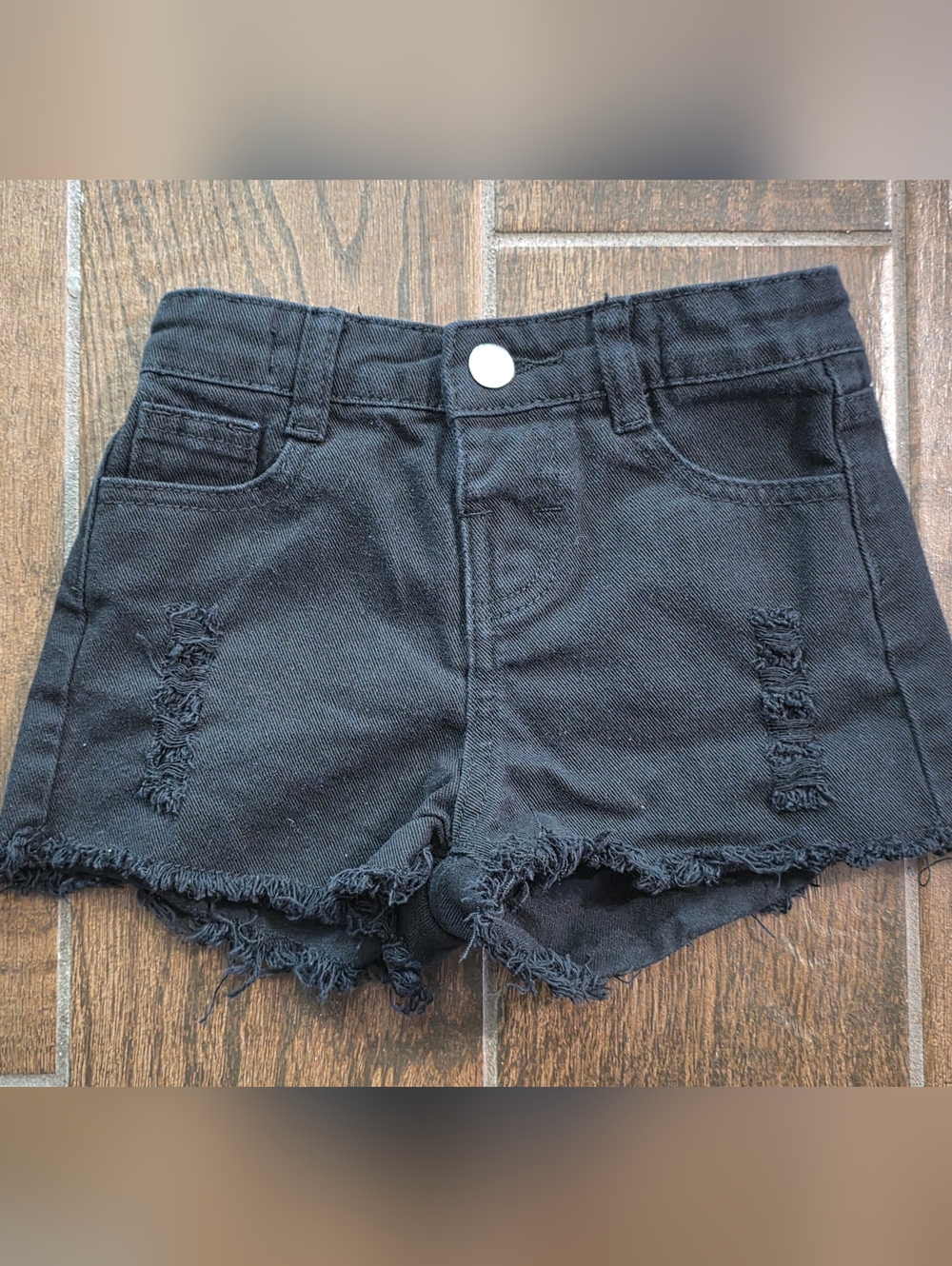 Kids Distressed Denim Shorts - Black, Light Blue, White - Picture 8 of 13